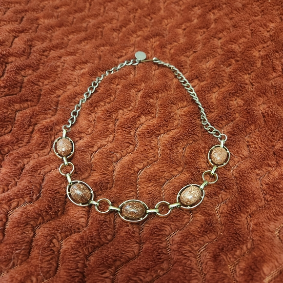 Vintage Goldstone Gold And Copper Adjustable Necklace Choker Glitter Stones - Picture 1 of 7